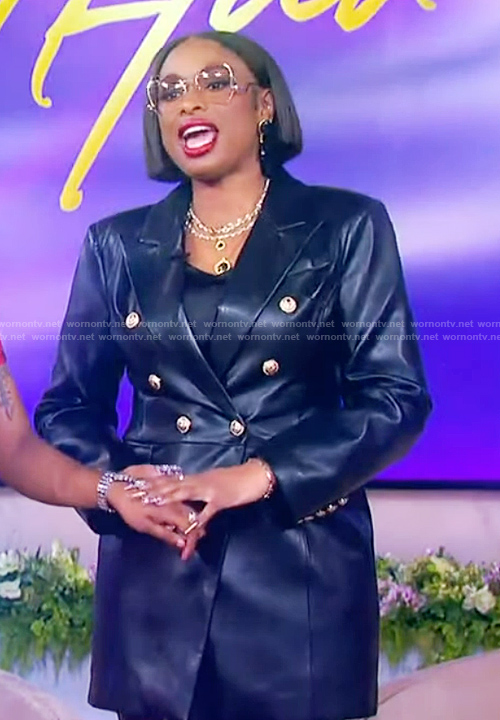 Jennifer’s black leather blazer dress on The Jennifer Hudson Show