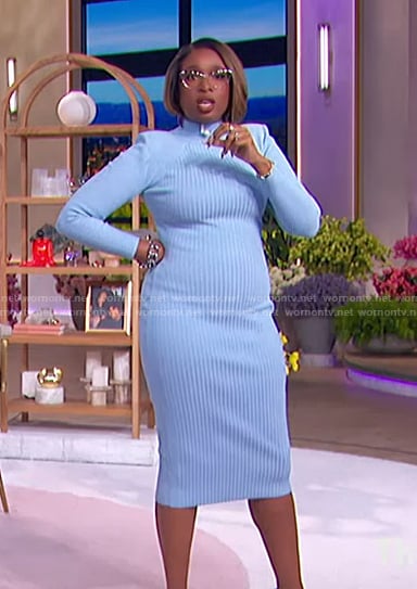 Jennifer’s blue ribbed dress on The Jennifer Hudson Show