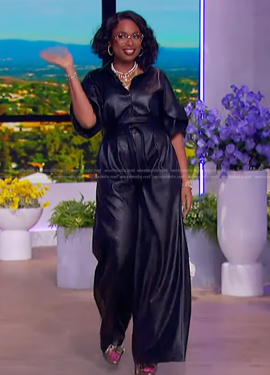 Jennifer’s black leather jumpsuit on The Jennifer Hudson Show