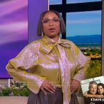 Jennifer’s metallic tie neck blouse on The Jennifer Hudson Show