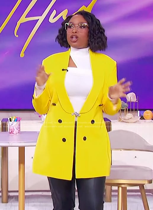 Jennifer’s yellow double breasted blazer on The Jennifer Hudson Show