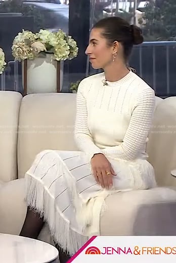 Jessica Soffer’s white fringe trim knit dress on Today