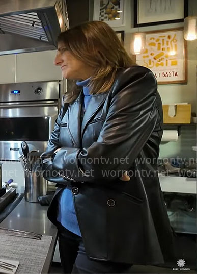 Jill Schlesinger’s leather blazer on CBS Mornings