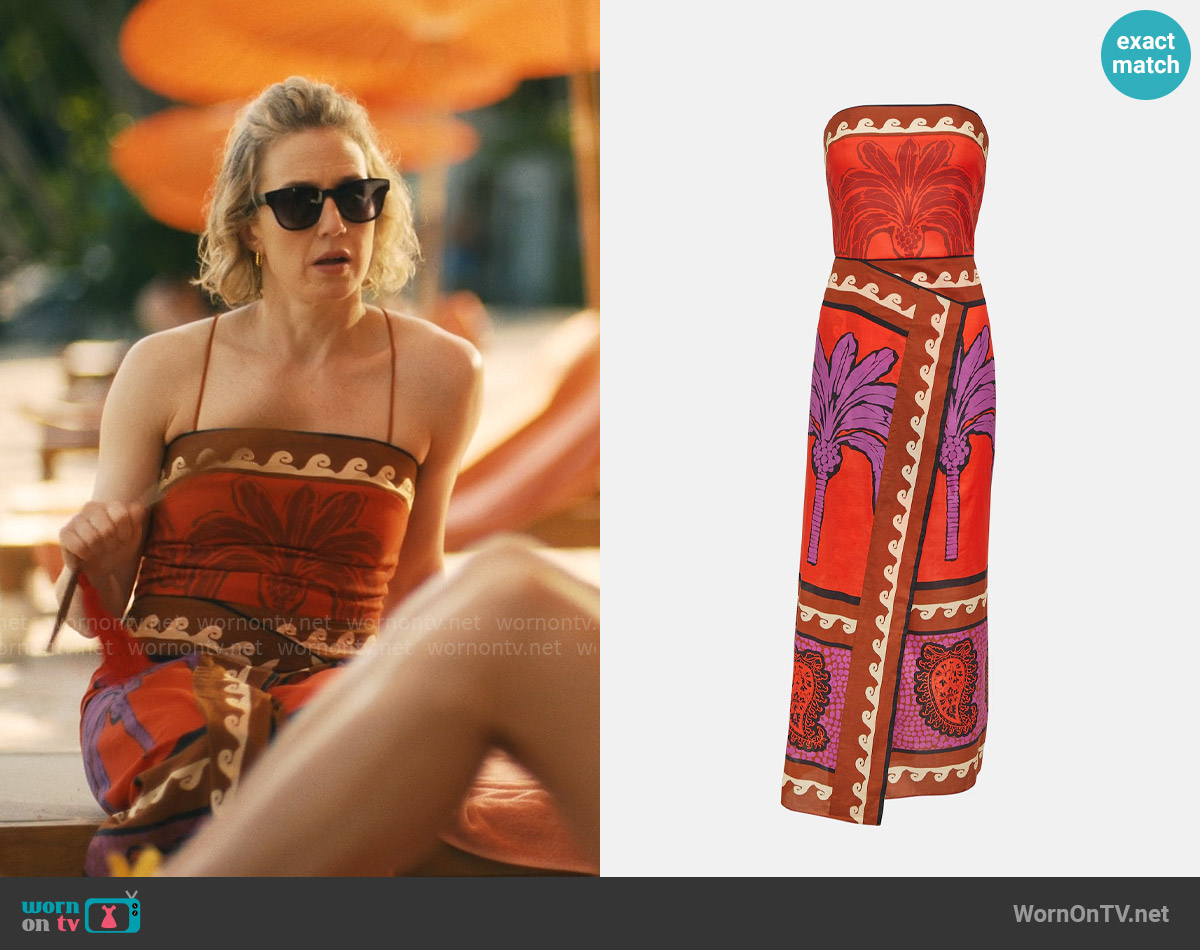 Johanna Ortiz East Africa Heart Maxi Dress worn by Laurie (Carrie Coon) on The White Lotus