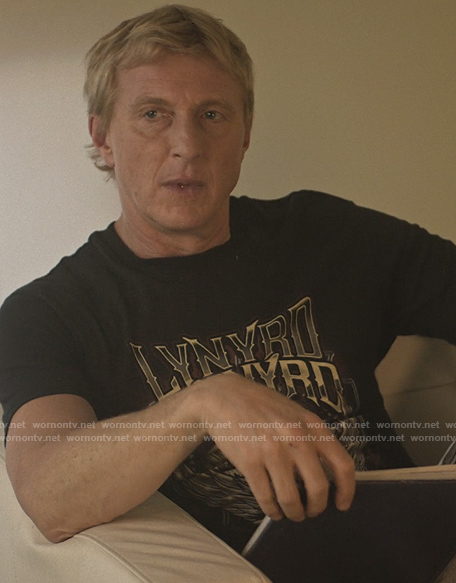 Johnny’s Lynyrd Skynyrd graphic tee on Cobra Kai