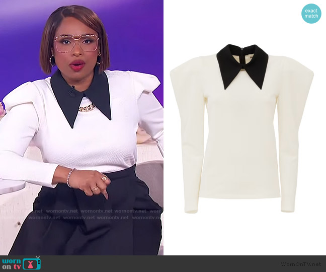 Julia Allert Long Sleeve Blouse With Contrast Collar worn by Jennifer Hudson on The Jennifer Hudson Show