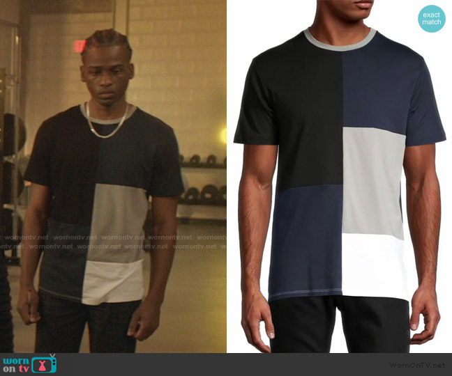 Karl Lagerfeld Colorblock Pima Cotton Tee worn by Khalil Edwards (Antonio J. Bell) on All American