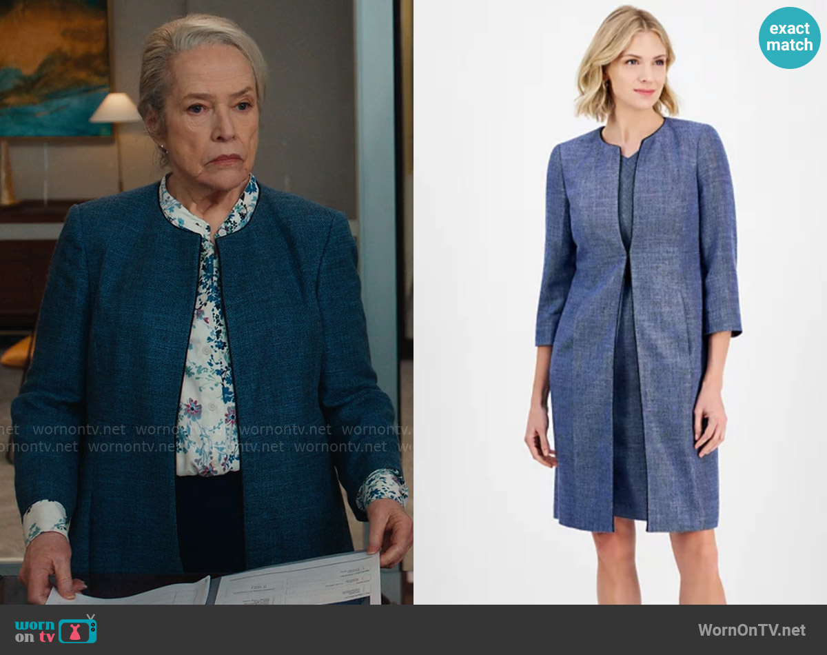 Kasper Piping-Trim Tweed Topper Jacket worn by Madeline Matlock (Kathy Bates) on Matlock