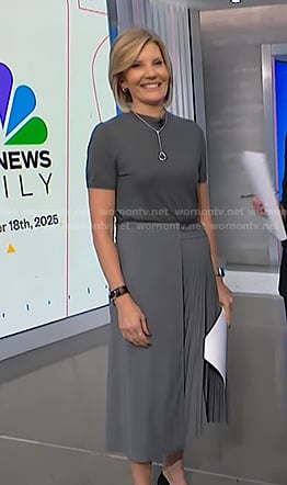 Kate’s grey pleated wrap skirt on NBC News Daily