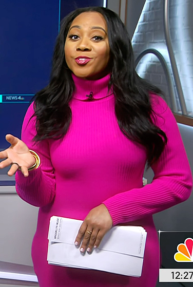 Kay’s pink turtleneck sweater dress on NBC News Daily