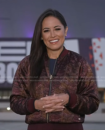 Kaylee’s red print bomber jacket on Today