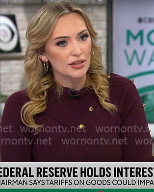 Kelly O’Grady’s purple knit dress with buttons on CBS Mornings