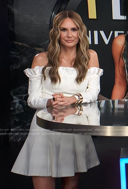 Keltie’s white off the shoulder mini dress on E! News