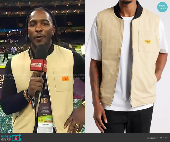 Kempt Service Works Padded Work Vest Jacket worn by Scott Evans on Access Hollywood