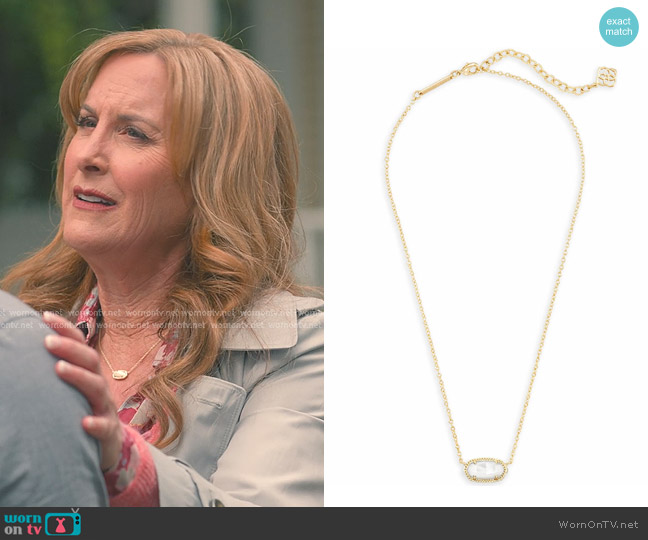 Kendra Scott Elisa Gold Pendant Necklace in Ivory Mother-of-Pearl worn by Iris Maddox (Jodi Benson) on Sweet Magnolias