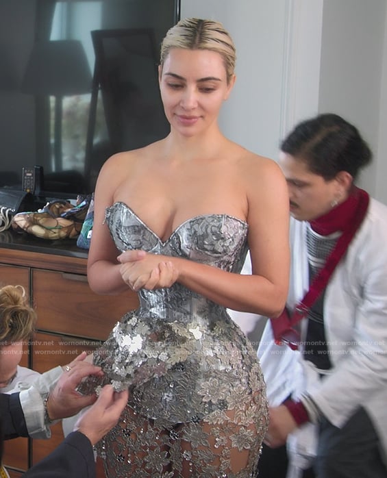 Kim’s metallic Met Gala outfit on The Kardashians