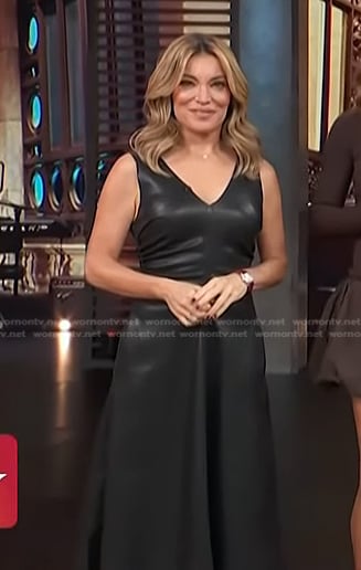 Kit’s black v-neck leather dress on Access Hollywood