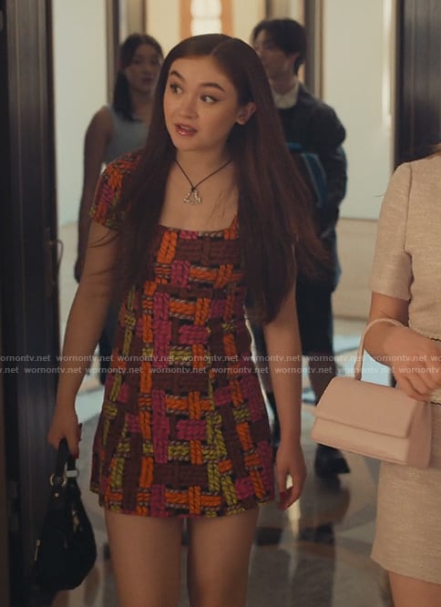 Kitty’s multicolored knit print dress on XO Kitty
