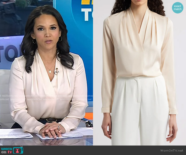 Kobi Halperin Nellie Silk-Satin Blouse worn by Laura Jarrett on Today