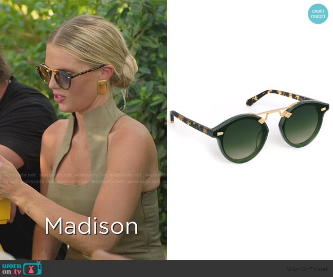 Krewe Stl Sunglasses in Bottle Green + Zulu worn by Madison LeCroy on Southern Charm
