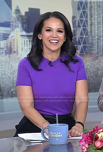 Laura’s purple sweater and satin pumps on Today