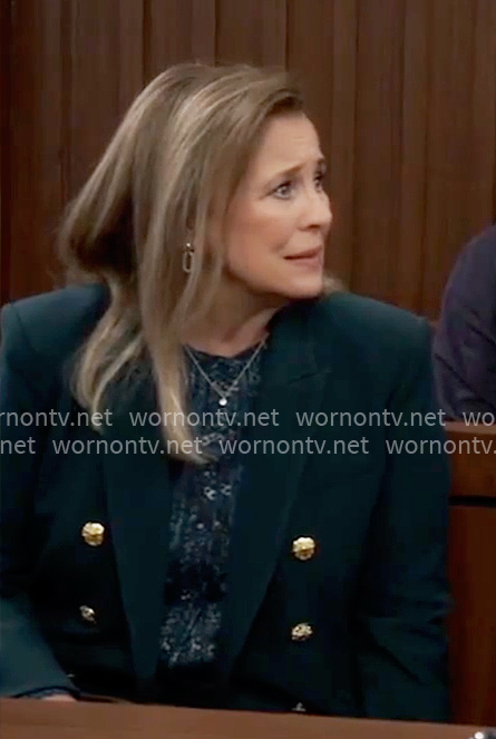 Laura’s printed blouse and green blazer on General Hospital