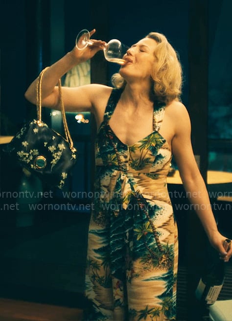 Laurie’s tropical print jumpsuit on The White Lotus