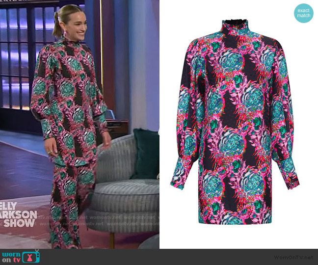 Libertine Acid Trip Mock Neck Dress worn by Brianne Howey on The Kelly Clarkson Show