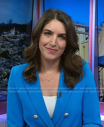 Liz Kreutz’s blue double breasted blazer on NBC News Daily