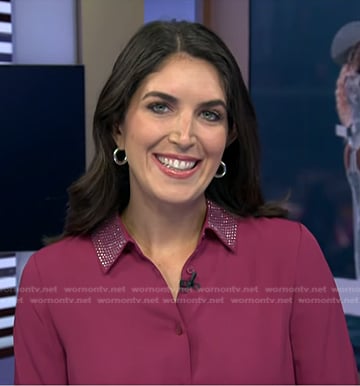 Liz’ raspberry embellished collar shirt on Today