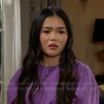 Luna’s cropped purple sweatshirt on The Bold and the Beautiful