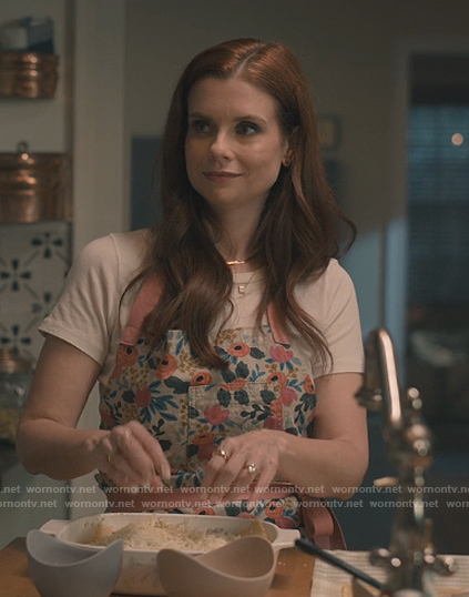 Maddie’s floral print apron on Sweet Magnolias