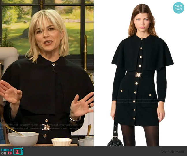 Maje 2-in-1 knit dress & removable cape worn by Selma Blair on The Drew Barrymore Show
