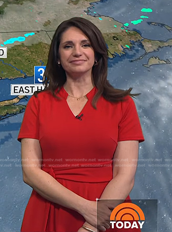 Maria’s red v-neck short sleeve dress on Today