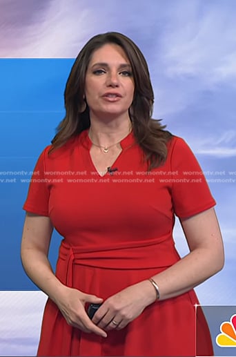 Maria’s red v-neck short sleeve dress on Today