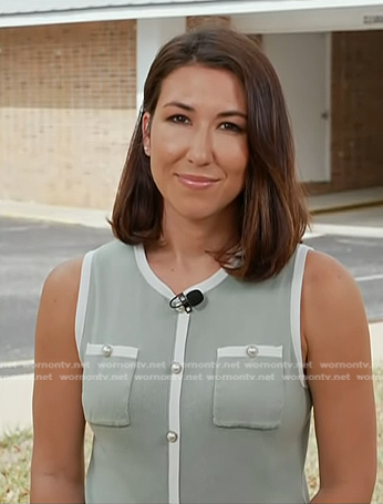 Marissa Parra’s green contrast trim dress on Today