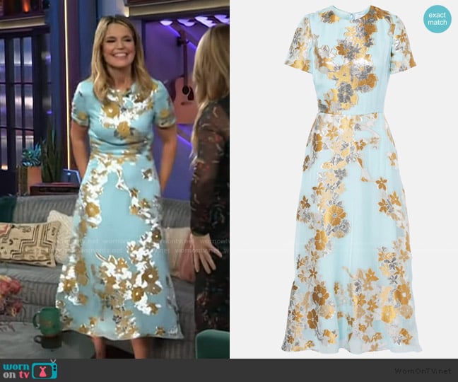 Markarian Mae floral midi dress worn by Savannah Guthrie on The Kelly Clarkson Show