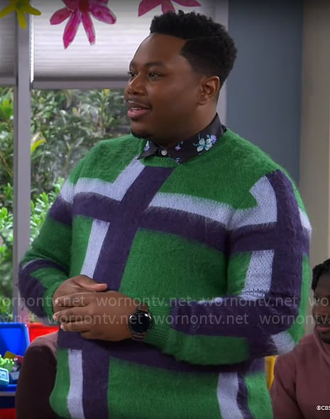 Marty’s green checked sweater on The Neighborhood