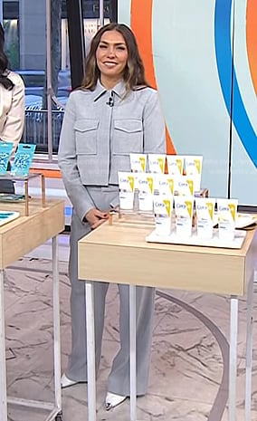 Melissa Garcia’s grey cropped jacket and pants on Today