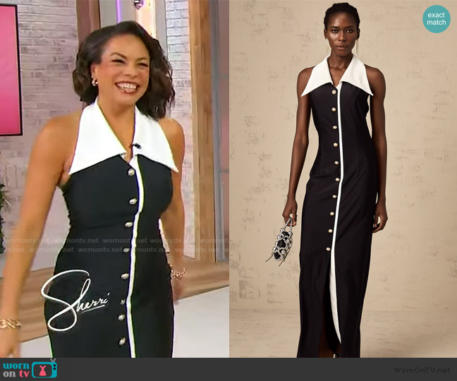 Miss Rosier Alessandra Color-Blocked Fitted Maxi Dress worn by Daphnée Duplaix on Sherri
