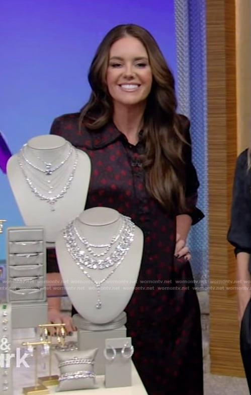 Monica Mangin’s printed shirtdress on Live with Kelly and Mark