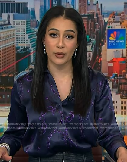 Morgan’s purple chain print blouse on NBC News Daily