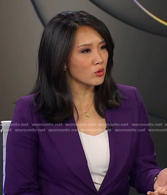 Nancy Chen’s purple blazer on CBS Evening News