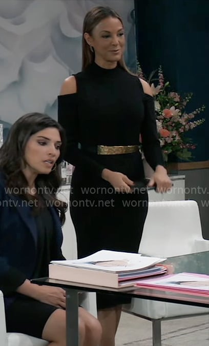 Natalia’s black dress with shoulder cutouts on General Hospital
