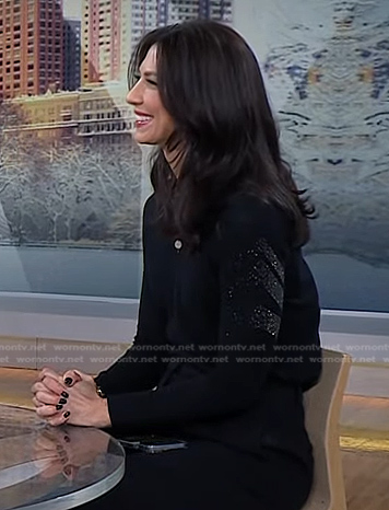 Natalie’s black embellished sleeve sweater on Today