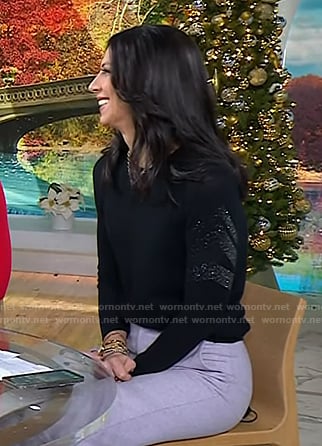 Natalie’s black embellished sleeve sweater on Today