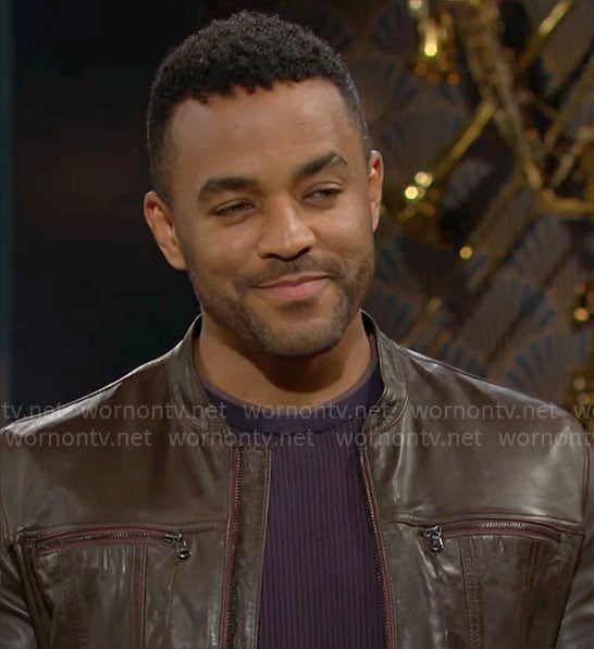 Nate’s brown leather jacket on The Young and the Restless