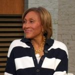 Robin’s navy and white striped cardigan on Good Morning America