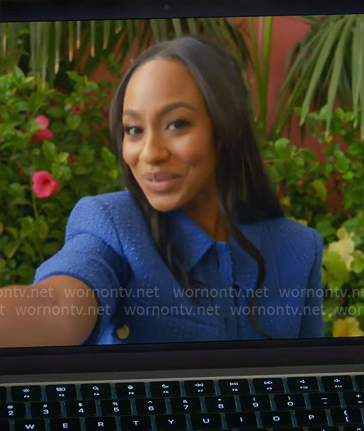 Nina’s blue tweed jacket on Poppas House