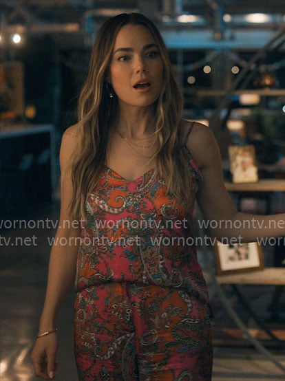 Olivia Anne’s pink paisley cami and pants set on Running Point